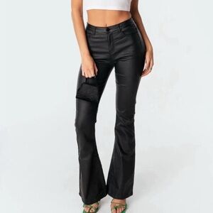 Edikted Black Faux Leather Flares